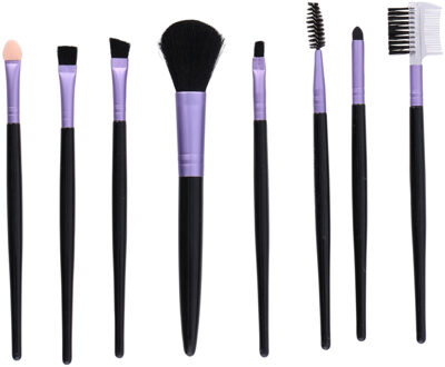 Schmink penselen - 8x stuks - kwasten setje - cosmetica en schmink - paars - synthetisch