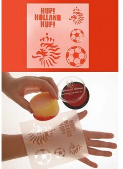 Schmink sjabloon voetbal - hup Holland hup tekst - kind en volwassenen - 12 x 13 cm