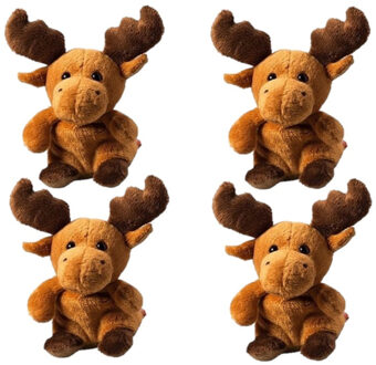 Schmoozies 4x stuks pluche eland knuffel 14 cm met beschrijfbaar label