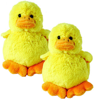 Schmoozies Knuffel kuikentje - 2x - geel - Pasen - kippen knuffeldier - 16 cm