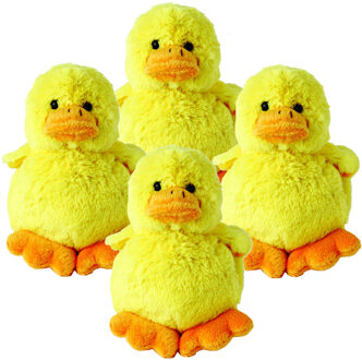 Schmoozies Knuffel kuikentje - 4x - geel - Pasen - kippen knuffeldier - 16 cm
