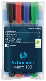 Schneider marker Schneider Maxx 133 permanent beitelpunt etui á 4 stuks Multikleur
