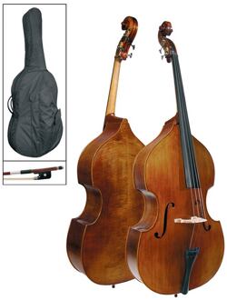 Schneider MB-134-ASA contrasbas 3/4. geheel massief contrasbas 3/4. geheel massief, gepatineerde spirituslak, ebben toets, inclusief tas en strijkstok