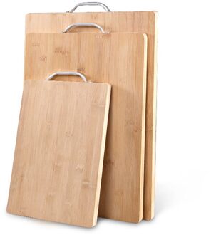 Schnesland Bamboe Snijplanken Met Metalen Handvat Effen Hakblokken Keuken Gereedschap 380x280x18mm