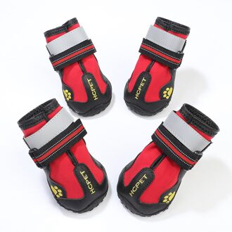 Schoen Voor Hond Vier Seizoenen Puppy Schoenen Niet Schoenen Zachte Bodem Reflecterende Ademend Non-Slip Schoenen Huisdier Rood / M
