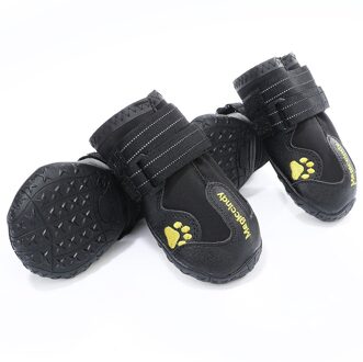 Schoen Voor Hond Vier Seizoenen Puppy Schoenen Niet Schoenen Zachte Bodem Reflecterende Ademend Non-Slip Schoenen Huisdier zwart / L