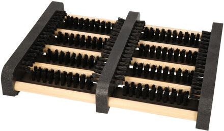 Schoenborstel mat - voetenveger - zwart - 37 x 25 cm - borstelmat - binnen en buiten