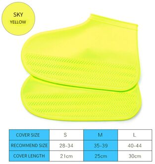 Schoenen Dekken Waterdichte Herbruikbare Siliconen Materiaal Verdikte Antislip Schoenen Beschermers Regen Laarzen Voor Indoor Outdoor Regenachtige Dagen geel / L