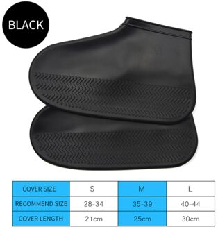 Schoenen Dekken Waterdichte Herbruikbare Siliconen Materiaal Verdikte Antislip Schoenen Beschermers Regen Laarzen Voor Indoor Outdoor Regenachtige Dagen zwart / M