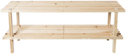 Schoenenrek - 2-laags - hout - 77 x 26 x 30 cm - Schoenenrekken Bruin