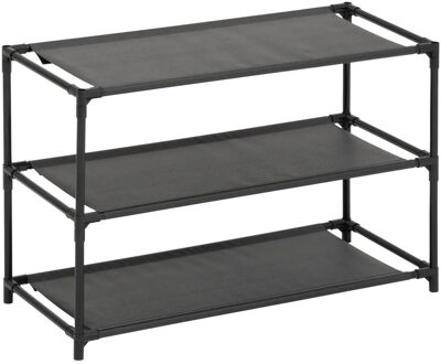 Schoenenrek - 3-laags - metaal/kunststof - 57 x 25 x 39 cm