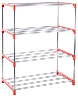 Schoenenrek 4 Tiers Afneembare Stofdicht Metalen Plastic Schoen Kast Thuis Staande Ruimtebesparend Standhouder Schoenen Organizer