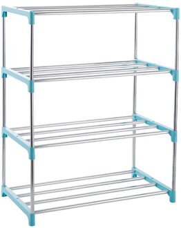 Schoenenrek 4 Tiers Afneembare Stofdicht Metalen Plastic Schoen Kast Thuis Staande Ruimtebesparend Standhouder Schoenen Organizer