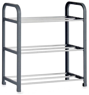 Schoenenrek - grijs - metaal en kunststof - 3-laags - 40 cm - Schoenenrekken