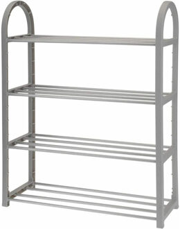 Schoenenrek - lichtgrijs - 50 x 19 x 65 cm - metaal - 4-laags - schoenenstandaard