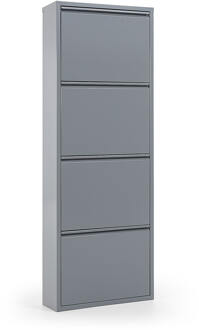 Schoenenrek Ode 50 x 136 cm 4 deuren metaal grijs