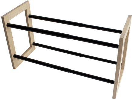 Schoenenrek Uitschuifbaar Bamboe Zwart 35-62x22x32cm