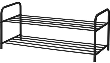 Schoenenrek - uitschuifbaar - RVS - 2-laags - 35 x 23 x 61 cm - Schoenenrekken Zilverkleurig