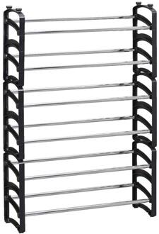 Schoenenrek Verstelbaar/stapelbaar - 62-115x18x33 Cm - Metaal - Zwart