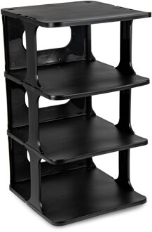 Schoenenrek - verticaal - stapelbaar - zwart - kunststof - 26 x 25 x 44 cm - voor 4x paar schoenen