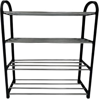 Schoenenrek - zwart - 4 niveaus - 50 x 62 x 16 cm - opbergrek