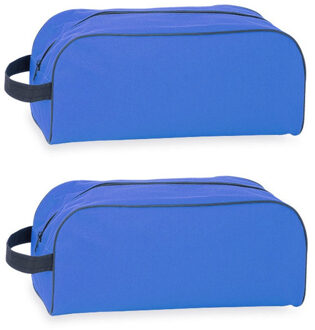 Schoenentas - 2x - 8 liter - blauw - 35 x 16 x 15 cm - polyester - ritssluiting - reizen