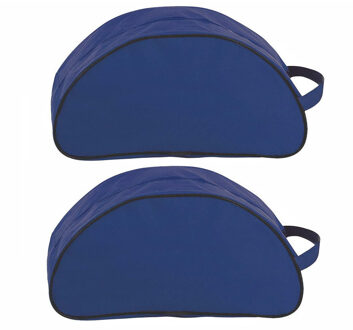 Schoenentas - 2x - donkerblauw - 35 x 17 x 14 cm - 8 liter - ritssluiting - reis opbergtas