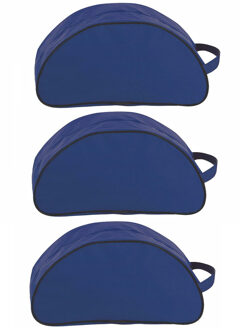 Schoenentas - 3x - donkerblauw - 35 x 17 x 14 cm - 8 liter - ritssluiting - reis opbergtas