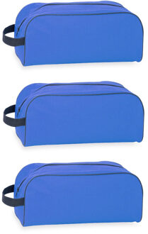 Schoenentas/reistas - 3x stuks - blauw - 8 liter - 35 x 16 x 15 cm - Reis opbergtas voor een paar sc
