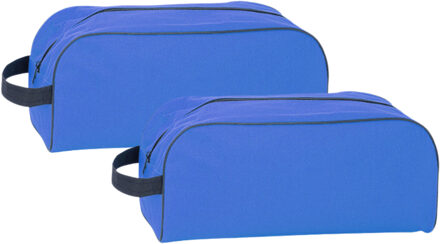 Schoenentas sport - 2x - blauw - 8L - 35 x 16 x 15 cm - sporttas - hockey/voetbalschoenen opbergen