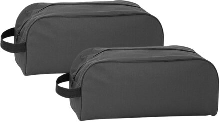 Schoenentas sport - 2x - zwart - 8L - 35 x 16 x 15 cm - sporttas - hockey/voetbalschoenen opbergen