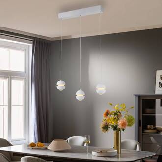 Schöner Wohnen LED hanglamp Lini wit, 3-lamps lang, 3.000 K