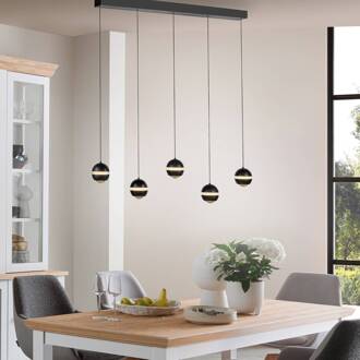 Schöner Wohnen LED hanglamp Lini zwart 5-lamps lang 3.000K