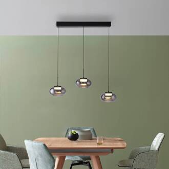 Schöner Wohnen LED hanglamp Sia, 3-lamps, rookgrijs, 3.000 K rookgrijs, zwart
