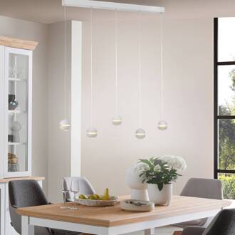 Schöner Wohnen SCHÖNER WOHNEN LED hanglamp Lini wit, 5-lamps, 3.000 K