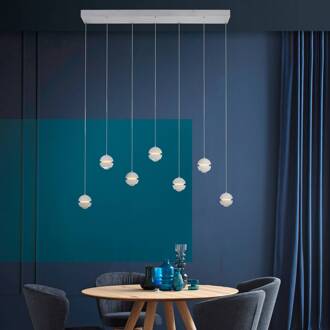 Schöner Wohnen SCHÖNER WOHNEN LED hanglamp Lini wit, 7-lamps, 3.000 K