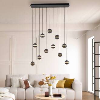 Schöner Wohnen SCHÖNER WOHNEN LED hanglamp Lini zwart 11-lamps lang 3000K