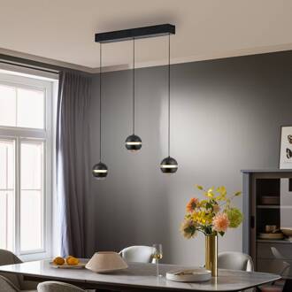 Schöner Wohnen SCHÖNER WOHNEN LED hanglamp Lini zwart 3-lamps lang 3.000K