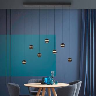Schöner Wohnen SCHÖNER WOHNEN LED hanglamp Lini zwart 7-lamps lang 3.000K