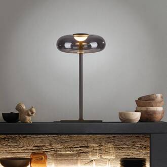 Schöner Wohnen SCHÖNER WOHNEN LED tafellamp Posh, rookglas, 3.000 K rookgrijs, zwart