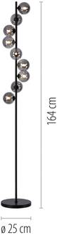 Schöner Wohnen vloerlamp Dubai, rookglas, 9-lamps, G9 zwart, rookgrijs