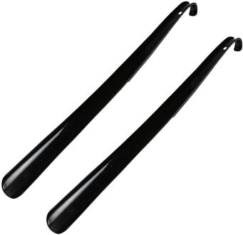 Schoenlepel - 2x - extra lang - kunststof - ergonomisch - zwart - 60 cm
