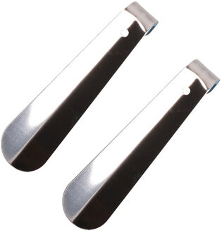Schoenlepel - 2x - metaal - zilver - 15 cm - Schoen instaphulp