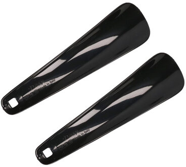 Schoenlepel kunststof - 2x stuks - zwart - 15 cm - Schoen instaphulp - Schoenen accessoires
