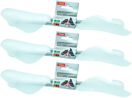 Schoenspanners - 3x paar - dames/heren schoenen - wit - kunststof - maat 37 t/m 45 37/45