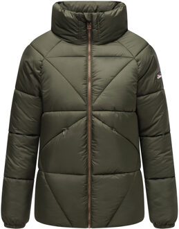 Schokolinaa dames winterjas met hoog gevoerde kraag Groen