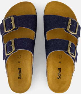 Scholl Josephine Slippers denim Textiel Blauw - 37