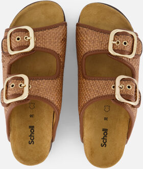 Scholl Noelle Raffia Slippers cognac Textiel - 36,37,38,39,40,41,42