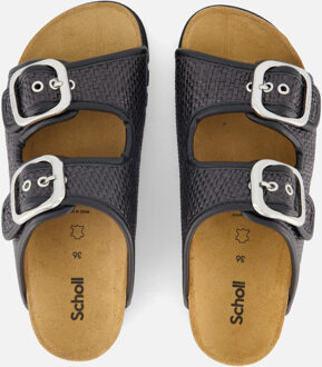 Scholl Noelle Raffia Slippers zwart Textiel - 37,38,39,40,41,42