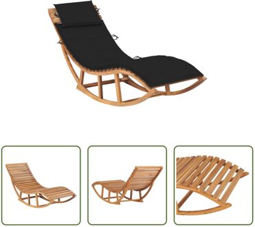 Schommelende houten ligstoel - Tuinmeubelen - 60 x 180 x 73 cm - Teakhout Zwart